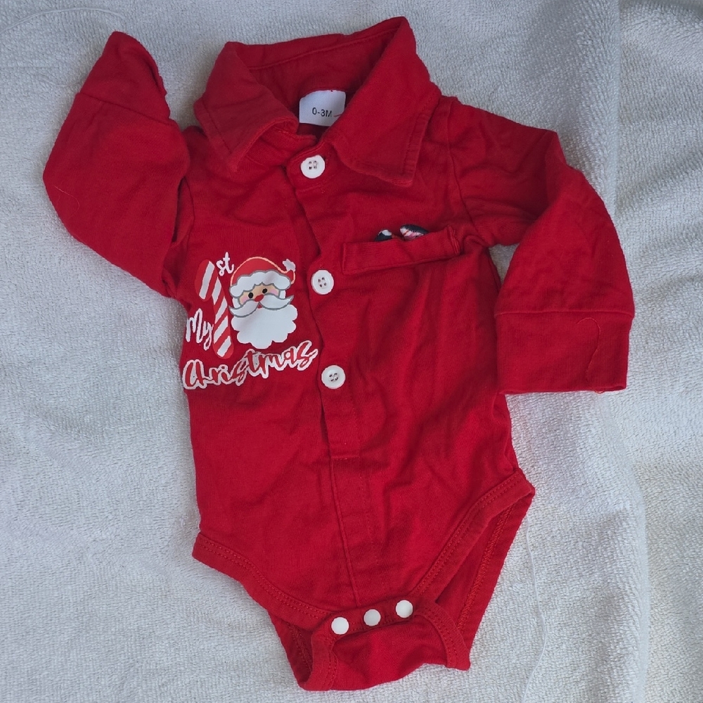 Source Unknown Red Santa Baby Onesie
